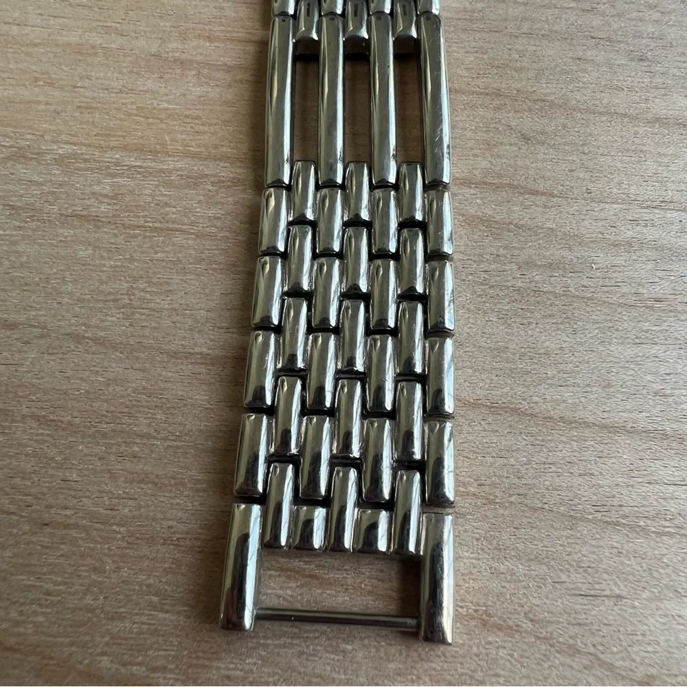 Bijou terner men’s silver tone diamond museum style mens watch NEW BATTERY